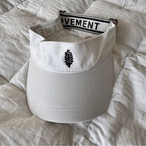 Free People Movement White Visor with Black Leaf Logo